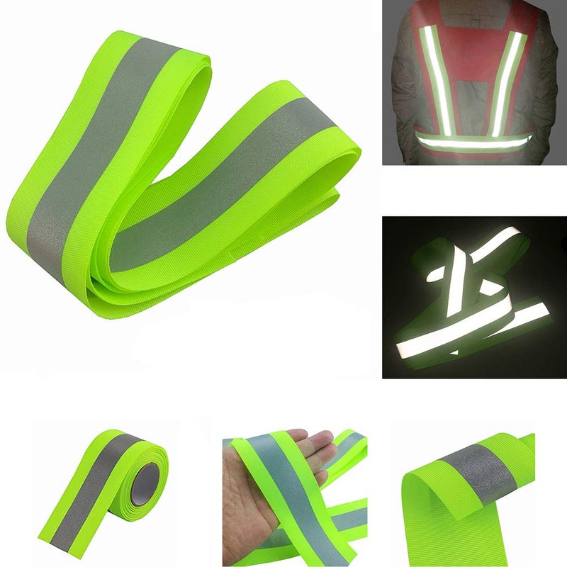JINBING Silver Sew On Reflective Tape for Chothing Safety Fabric Webbing Trim Strip Green 2" x 16ft - Image 3